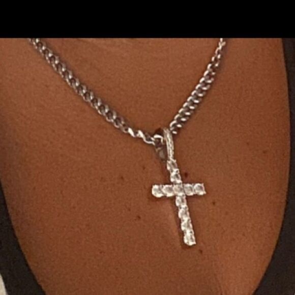 NEW Diamond Cross Rope or Cuban Chain Necklace - Picture 6 of 9